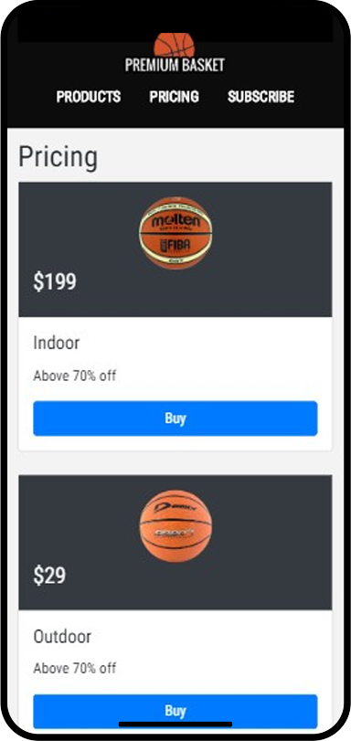 Product landing page
